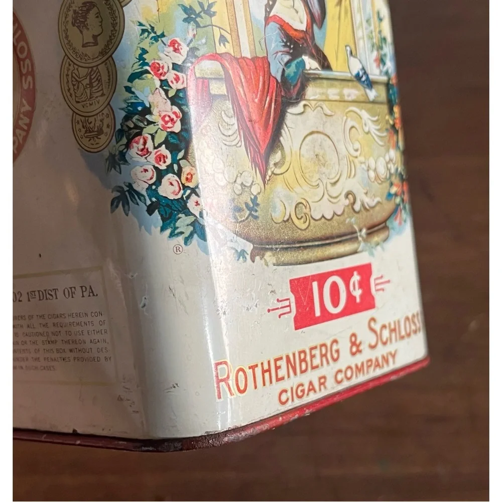 🌹La Resta brand Vintage Rothenberg & Schloss Cigar Tin Box Humidifier Antique🌹 - Picture 9 of 16